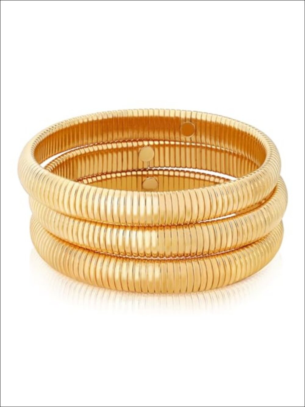 14K Gold Plated Snake Chain Stretch Bracelet Set Stackable Bangle